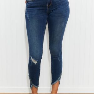 Judy Blue Frayed Trim Tulip Hem Skinny Jeans